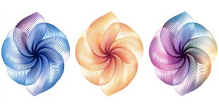 三色渐变螺旋花朵图案
