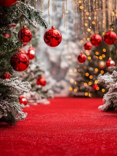 圣诞红地毯与装饰美景观