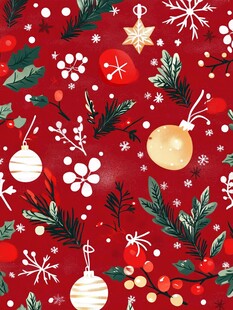 圣诞主题红色节日装饰图案