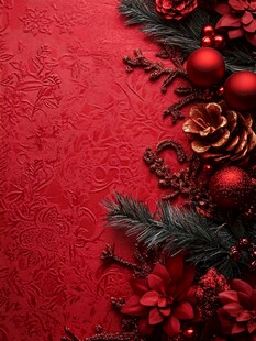红色圣诞装饰精美背景图