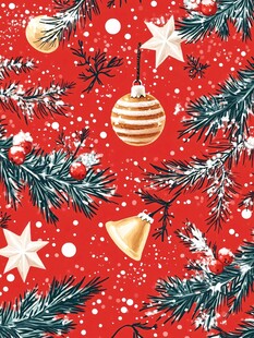 圣诞元素红色背景图案