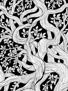 黑白藤蔓缠绕图案纹理