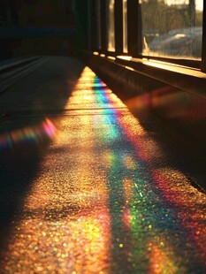 阳光洒落地面的斑斓光影