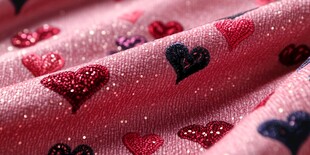 爱心图案粉色闪光布料