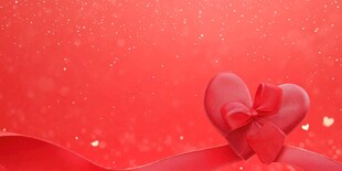 爱心红绸浪漫背景图