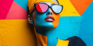 色彩时尚女性墙面造型特写