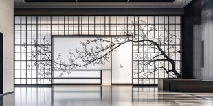 日式禅意室内屏风装饰景