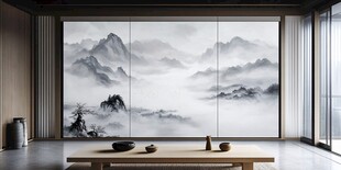 中式山水风茶室优雅空间