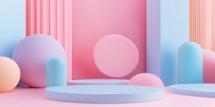 多彩几何立体场景展示