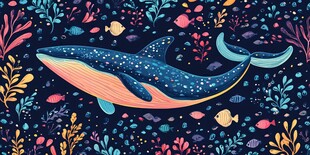 梦幻海洋中的大鲸鱼