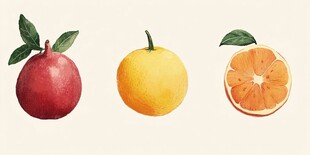 三种水果插画图