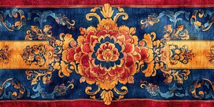 传统中式精美花卉纹织锦