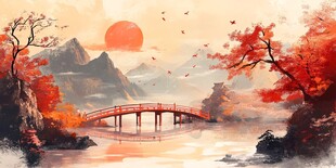 秋日山水间的诗意景致