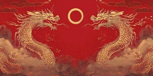 双龙戏珠喜庆国风背景图