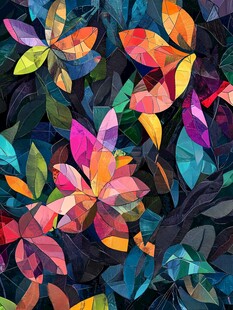 多彩几何树叶图案背景