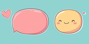 可爱对话气泡与笑脸表情