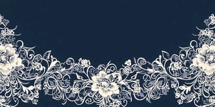 深蓝底白色花卉装饰图案