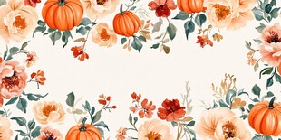 秋季花卉南瓜装饰图案