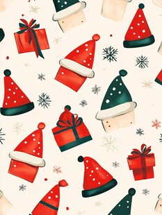 圣诞元素无缝图案设计