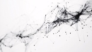 黑白动态粒子连线抽象画面