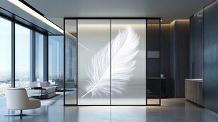 现代简约风带羽毛装饰隔断