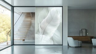 现代简约风带羽毛壁画客厅