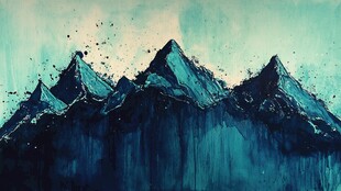 水墨风格的巍峨群山