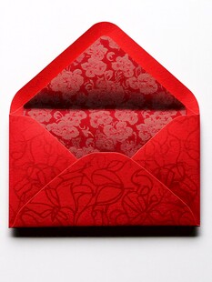 红色花纹中式喜庆信封