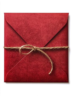 红色系绑绳信封特写