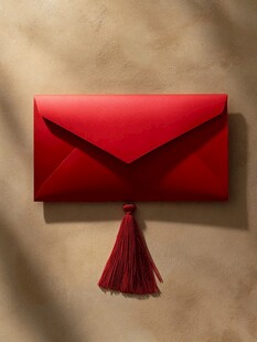 红色流苏信封 典雅中式风