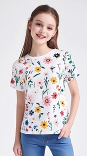 女童印花短袖T恤展示