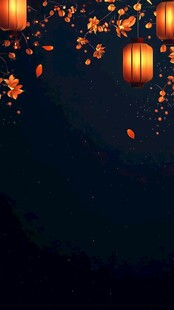 中式灯笼花卉深色背景图