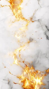 大理石上燃烧的金色火焰