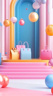 梦幻购物场景与多彩装饰