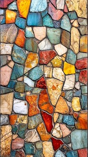 彩色碎拼石墙面纹理