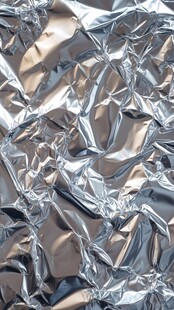 皱巴巴的银色铝箔纸纹理