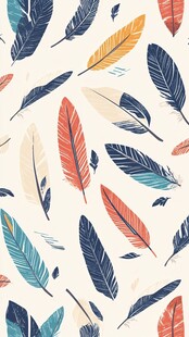 多彩羽毛图案无缝背景图