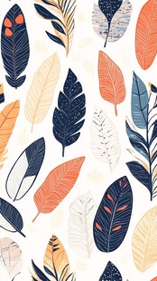 多彩羽毛图案 清新艺术风