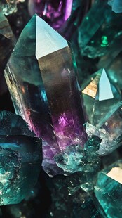 多彩水晶簇 自然矿物之美