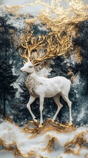 梦幻金角白鹿艺术雕塑