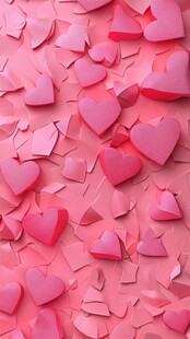 浪漫粉色心形碎片背景