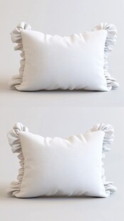 白色褶边装饰抱枕展示