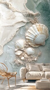 海洋贝壳主题客厅装饰背景