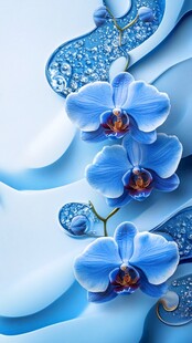 梦幻蓝蝶兰 水滴伴柔波