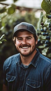 果农微笑在果园