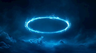 蓝色梦幻悬浮发光能量环