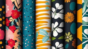 多彩花卉条纹图案集合