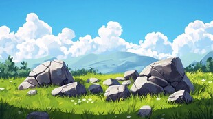 原野中的巨石与美丽风景