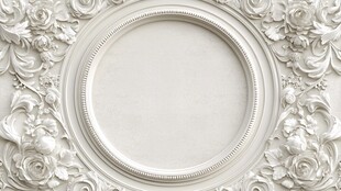 白色雕花圆形装饰框