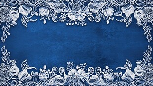 蓝色背景的精致花卉边框